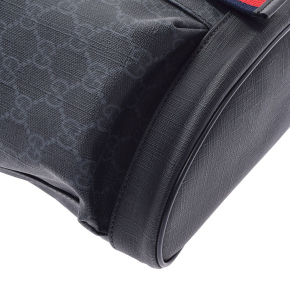 Gucci GG Supreme Canvas Backpack Black Leather Daypack - Picture 6 of 9